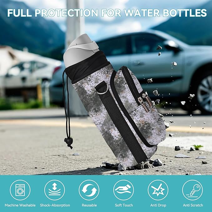 icolor Water Bottle Carrier Bag with Strap 25/32/40 oz Crossbody Bottle Holder with Phone Pocket Sling Sleeve Insulated Neoprene Water Bottle Pouch for Walking Travelling-BubblyBeeBaby