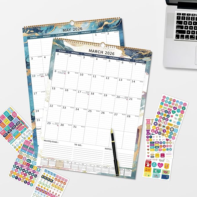 2025 Calendar, Wall Calendar 2025-2026 (17"x22") with Lines, Monthly Calendar from Jul 2025 to Dec 2026, 18 Month Vertical Large Monthly Family Calendar 2026 for Wall, Calendario 2026-BubblyBeeBaby