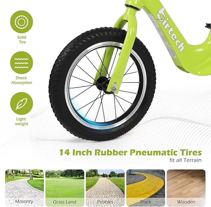14" Kids Balance Bike for 3,4,5,6 Year Old Boys and Girls, Air Tires with Magnesium Alloy Frame, Lightweight No Pedal Toddler Training Bicycle-BubblyBeeBaby