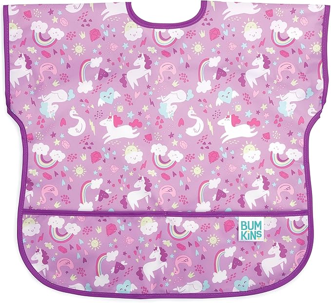 Bumkins Bibs - Toddler Bibs, Waterproof, Large for 1-3 Years, Short Sleeve-BubblyBeeBaby