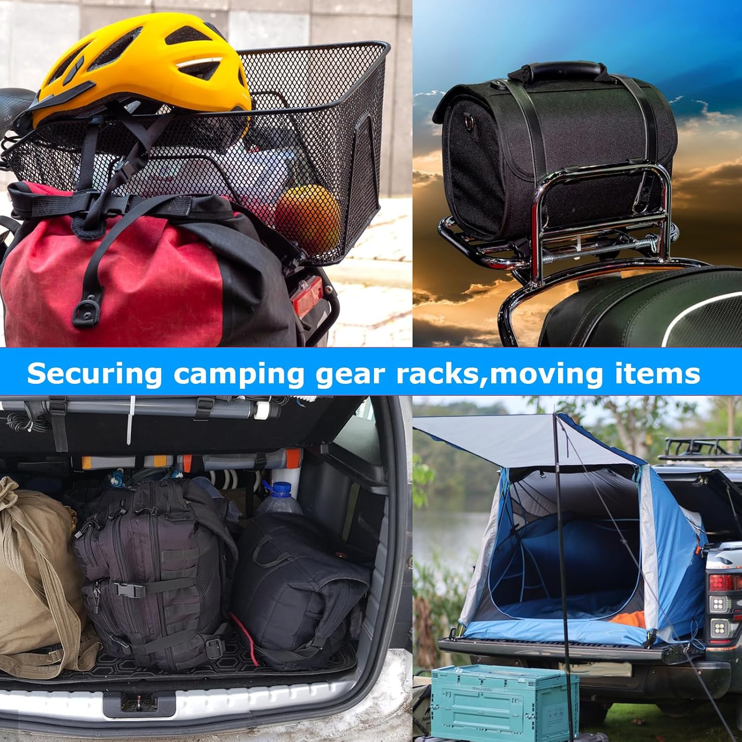 Bungee Cords with Dual Hooks, 12inch 6Pack Mini Bungee Straps 1/3 Inch Strong Elastic Rope Securing Tie Down for Camping,Tarps, Luggage,Bike Rack, Tent