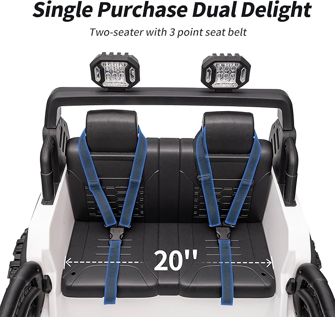 2 Seater Ride on Toy Car for Kids, 24V 4x4 Ride-on Truck Kids Electric Car w/Remote Control, 4x200W Motors - White-BubblyBeeBaby