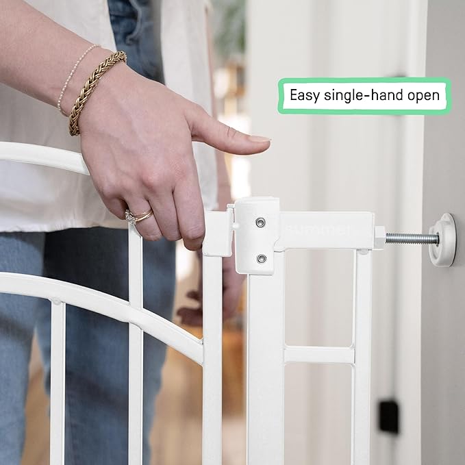 Ingenuity Decorative Extra Tall Baby Gate & Dog Gate, 28.5"-48" Wide, 36" Tall, Hardware or Pressure Mounted, Install on Top or Bottom of Stairs, Banister, or Doorway - White-BubblyBeeBaby