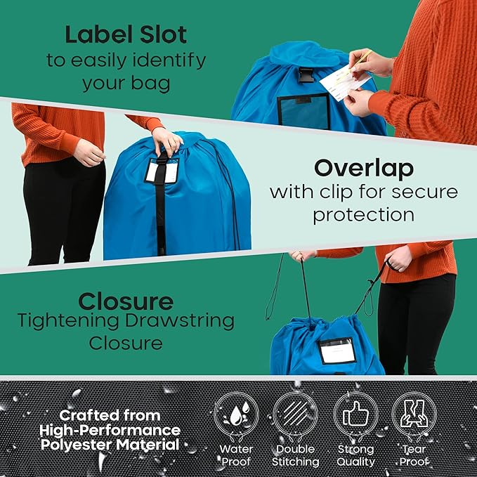 reperkid Medium Stroller Bag for Airplane Travel, Blue, 42" H x26 W x13 D, Fits Most Single Strollers Including Jogging & Standard Models – Premium Waterproof Cover, Adjustable Shoulder Straps-BubblyBeeBaby
