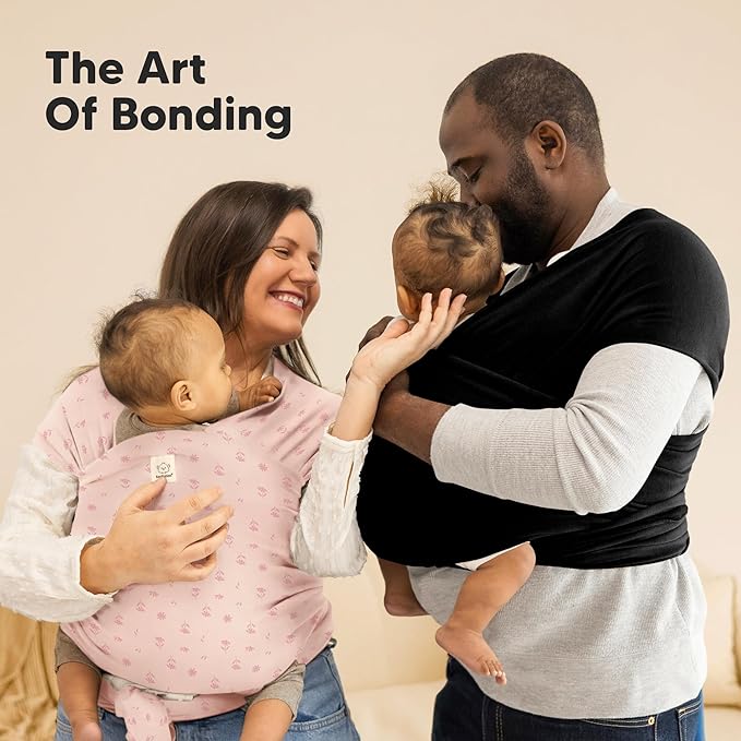 KeaBabies Baby Wrap Carrier - All in 1 Original Baby Carrier Newborn to Toddler Sling, Easy to Wear, Hands Free Bonding, Lightweight, Breathable Infant Wraps (Pink Daisies)-BubblyBeeBaby