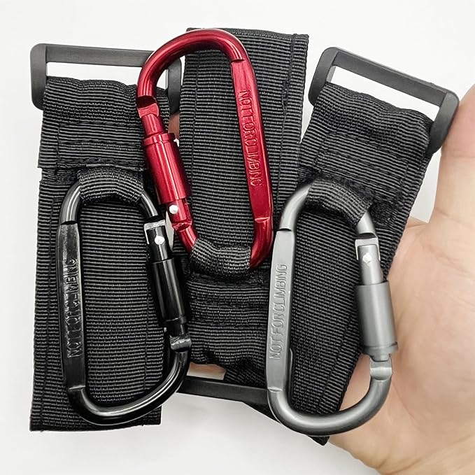 Baby Stroller Hook, Carry 30 lbs per Stroller Carabiner Clip, Adjustable Baby Stroller & Car Seat Hook for Hanging Diaper Bag, Wheelchair, Golf cart, Shopping and Pet Cart(2 Pcs Black)-BubblyBeeBaby