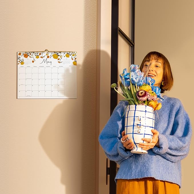 2025-2026 Calendar, Cabbrix Wall Calendar 2025, 18 Months Calendar Runs From July 2025 - December 2026, 15" x 12", Twin-Wire Binding, Hanging Hook, Floral Design-BubblyBeeBaby