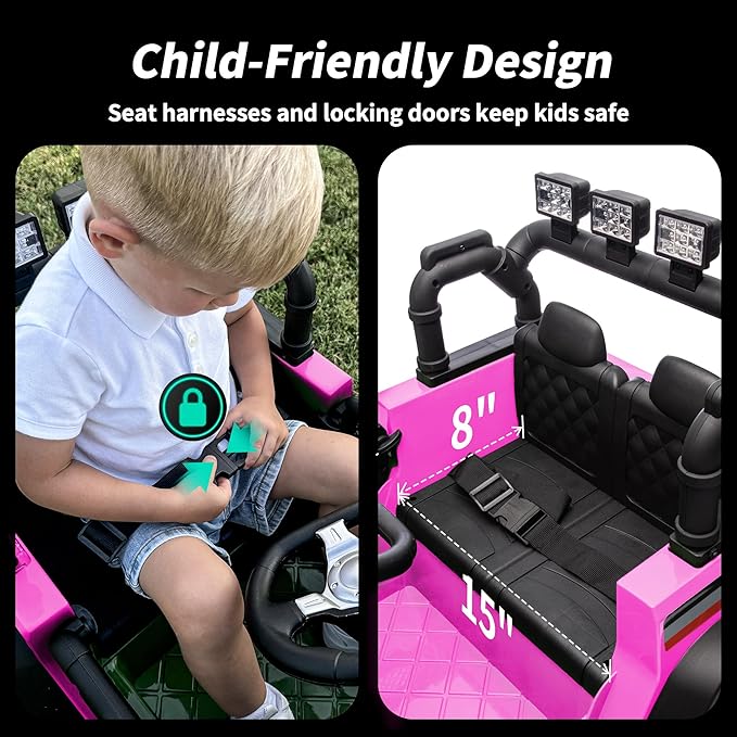 12V Kids Ride on Car Truck, Kids Electric Vehicles Car Ride on Toy for Toddlers w/Remote Control - Pink-BubblyBeeBaby