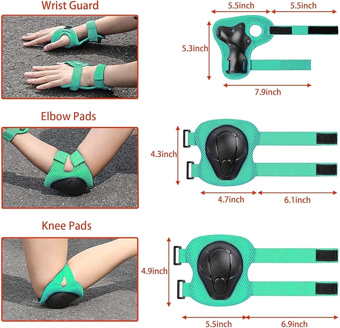 Kids Bike Helmet Set Adjustable for Children, Boys, Girls and Teenagers Aged 3-8 Years Includes Elbow, Knee, Wrist Guards Children's Helmet Protection Set for Bikes SkateboardsRollerskates-BubblyBeeBaby