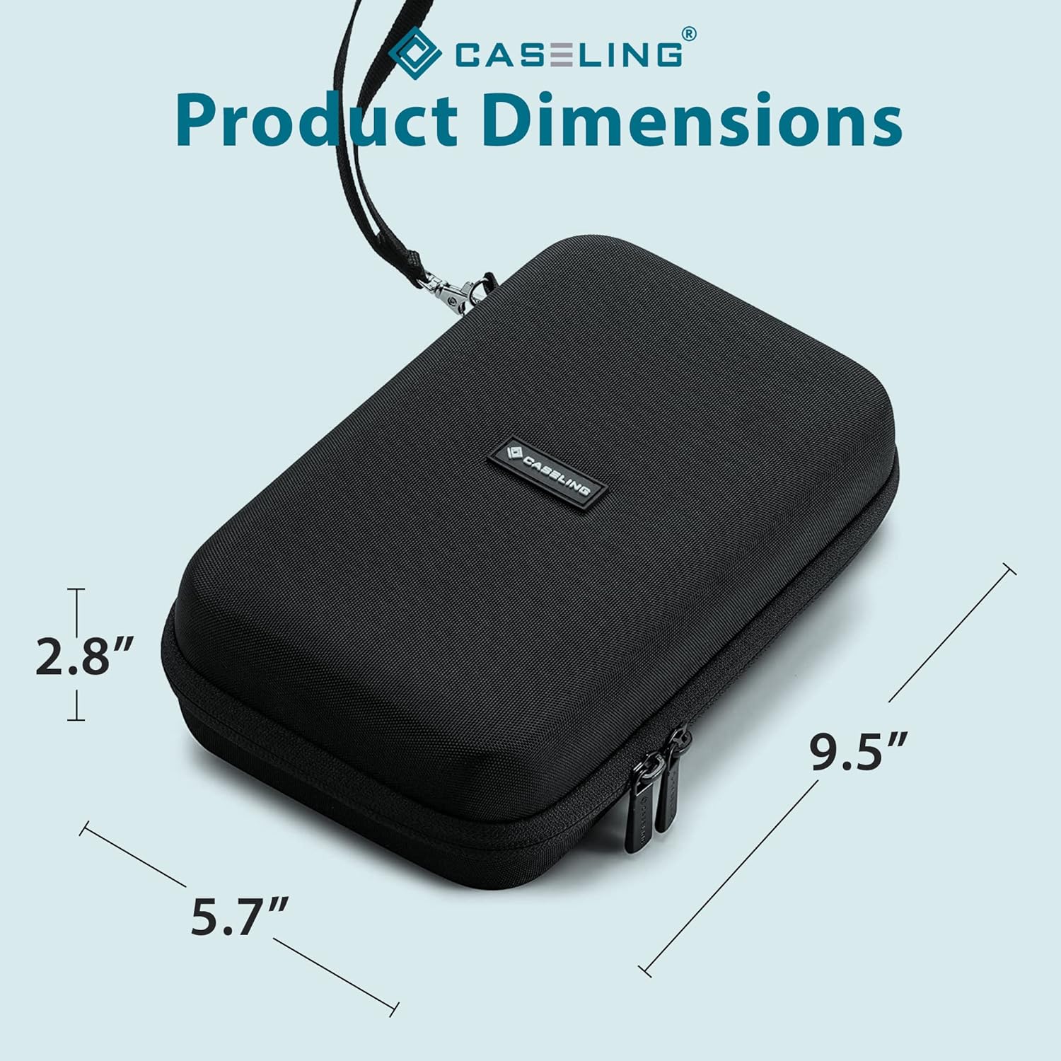 Caseling Hard Case - 9.8” x 5.6”x 2.8” - for Universal Electronics/Accessories EVA Protection Hard Travel Organizer Carrying Bag - Black