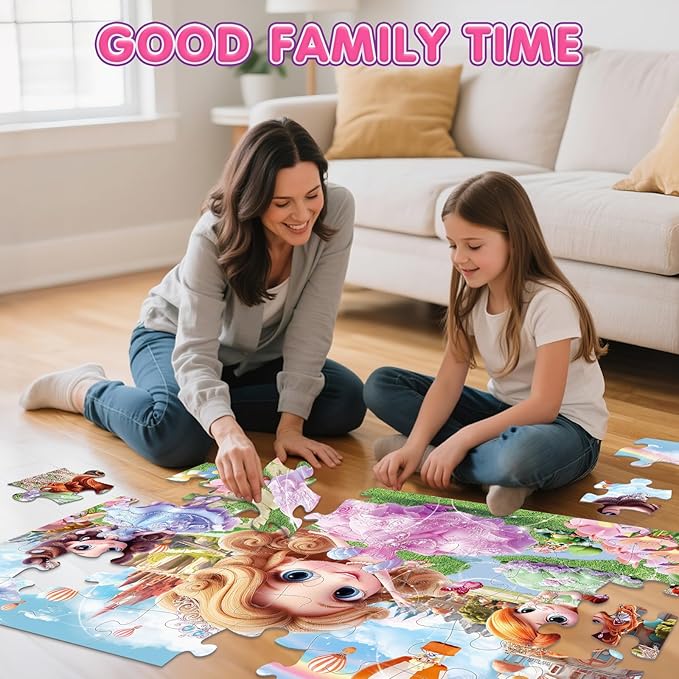 Jumbo Floor Puzzle for Kids,48 Piece Princess Large Jigsaw Puzzles,Puzzle for Toddler Ages 3-5,Preschool Educational Intellectual Development Toy Gift for Boys & Girls Ages 4-8-BubblyBeeBaby