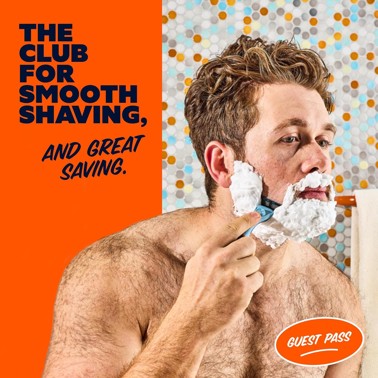 Dollar Shave Club | The Guest Pass Shave Set | 2 Swift Rinse Refill Cartridges, 1 Handle (Blue), 1 Razor Cover, Razors for Men