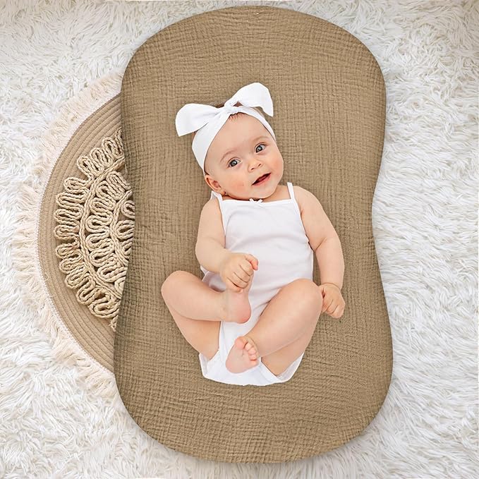 Hooyax Baby Lounger Cover 2 Pack - 100% Muslin Cotton Newborn Lounger Pillow Covers Only, Soft Breathable Infant Lounger Cover with Reinforced Stitching, Fits Most Standard Baby Loungers (Rainbow)-BubblyBeeBaby