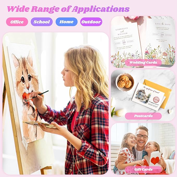 128 Sheets Watercolor Paper, Art Supplies for Kids, 7"x10" Cold Press Water Color Paper, 140lb/300gsm Artist Acrylic Painting Supplies for Adults, Watercolors, Paint Set, Colors, Sketchbook, Journal-BubblyBeeBaby