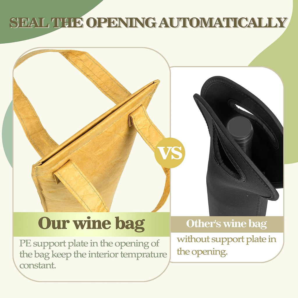 Tirrinia Single Wine Carrier Tote, Insulated Wine Cooler Bag for Travel, Picnic, & Wine Gifts – Thermal Padded Wine Bottle Holder Tote for Men & Women, Wine Gift for Wine Lovers, DuPont Paper