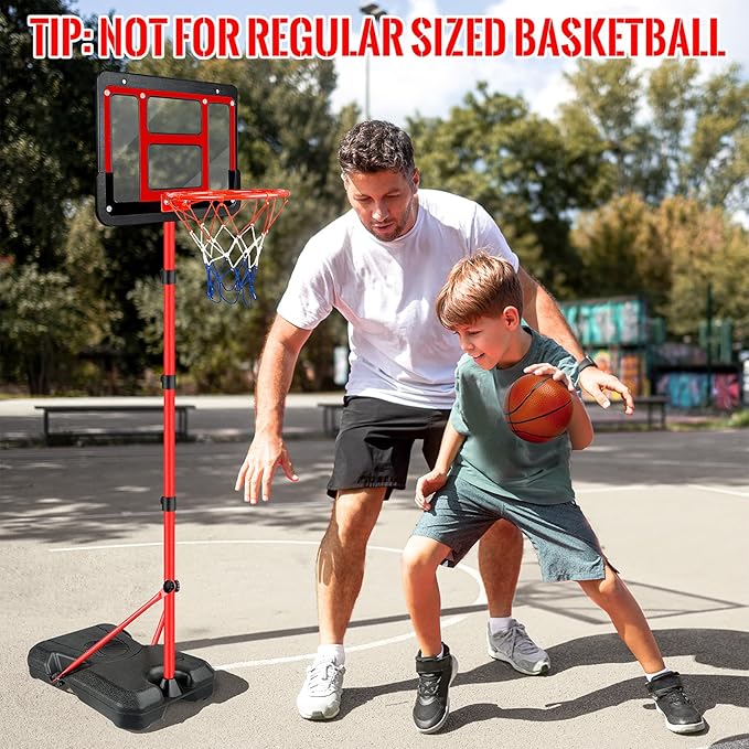 Kids Basketball Hoop with Stand, Adjustable Basketball Set, Toddler Basketball Toys for Boys Age 3 4 5 6 7 8, Indoor Outdoor Backyard Sport Game Gifts-BubblyBeeBaby