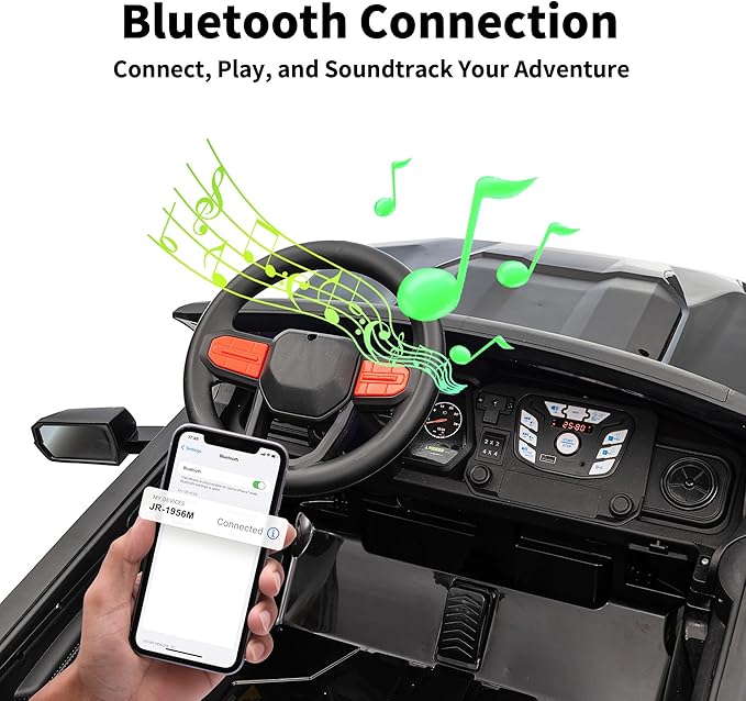 24V 2 Seater Ride on Toy for Big Kids, Electric SUV Kids Car to Drive w/Parent Remote, 2WD/4WD Switchable - Black-BubblyBeeBaby