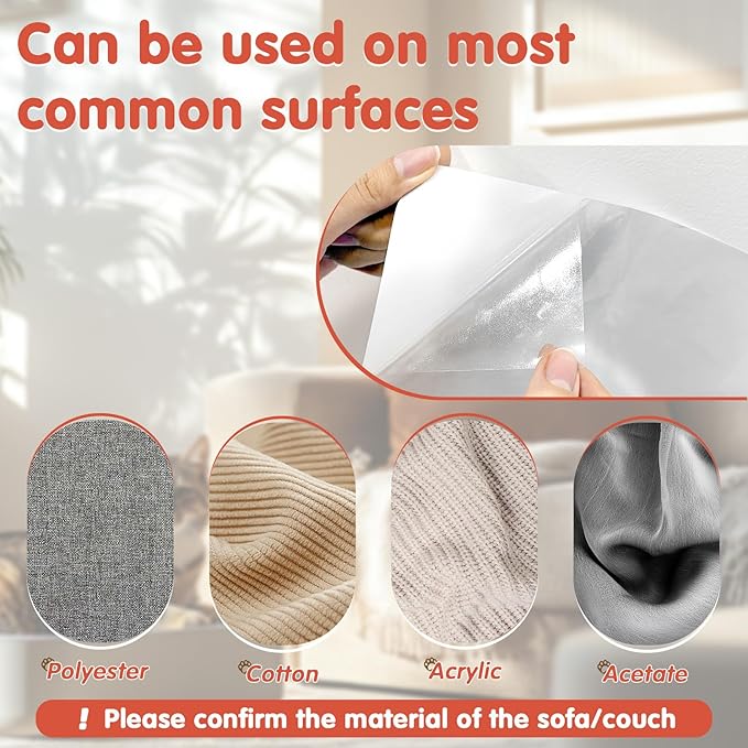 18 Pcs Large Cat Scratch Furniture Protector, Transparent Couch Protector from Cat Claws, Single-Sided Self Adhesive Anti Pet Deterrent Sofa Cover, 17in-BubblyBeeBaby