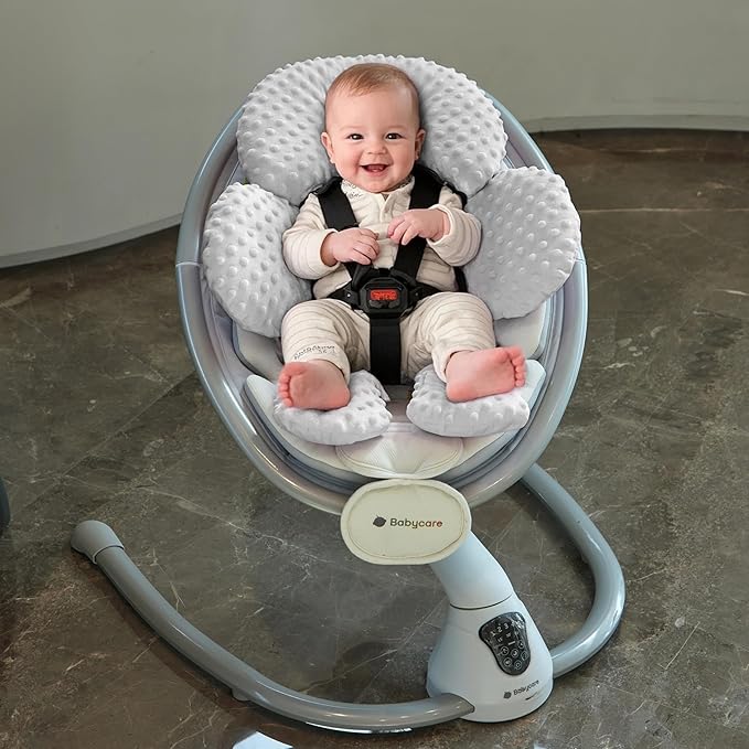 Pro Goleem Infant Car Seat Head Neck Body Support, Ultra-Soft Minky and Microfiber Newborn Car Seat Insert, Perfect for Car Seat, Stroller, 2-in-1 Reversible, for Boys and Girls, Gray-BubblyBeeBaby