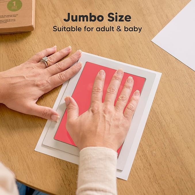 1-Pack Inkless Baby Hand and Footprint Kit - Mess Free Ink Pad for Newborn Keepsake, Dog Nose & Paw Print Kit, Clean Touch Ink Pad for Baby Hand & Footprints, Ideal New Mom Gifts (Candy Pink, J)-BubblyBeeBaby