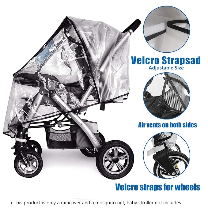 Stroller Rain Cover,Universal Stroller Accessory,Waterproof, Windproof Protection,Protect from Dust Snow,Baby Travel Weather Shield-BubblyBeeBaby