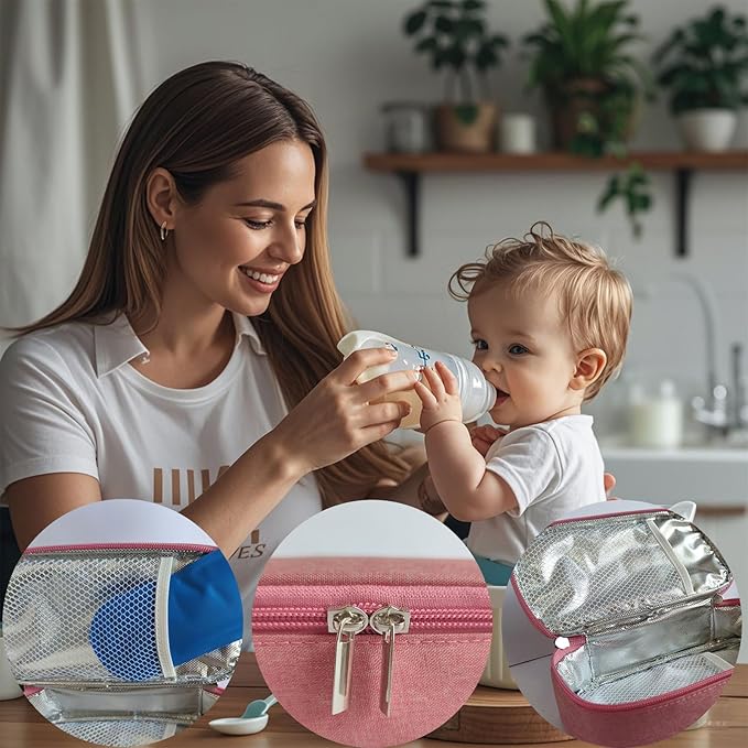 Insulated Breastmilk Cooler Bag with 2 Ice Packs - Breastmilk Cooler Organizer Bag for Daycare, Breastfeeding Mom Travel Outdoor-BubblyBeeBaby