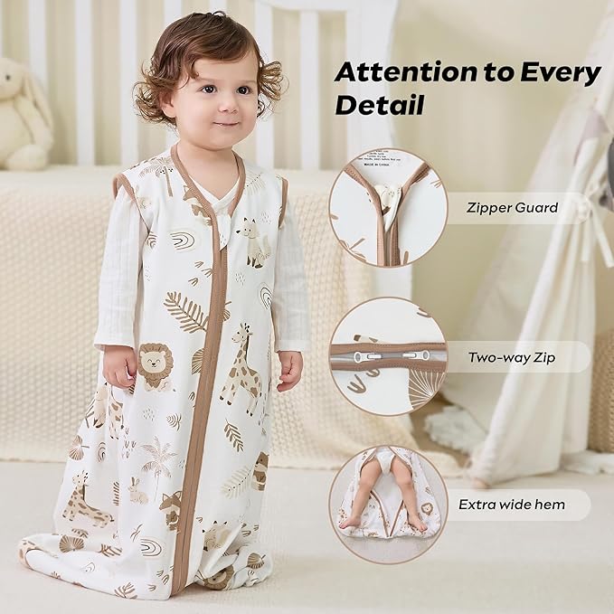 JELLYMONI Baby Sleep Sack 18-24 Months 0.5 Tog Wearable Blanket for Baby, 100% Cotton 3 Pack Infant Toddler Sleeping Sack Lightweight Soft 2-Way Zipper Sleepsack-BubblyBeeBaby