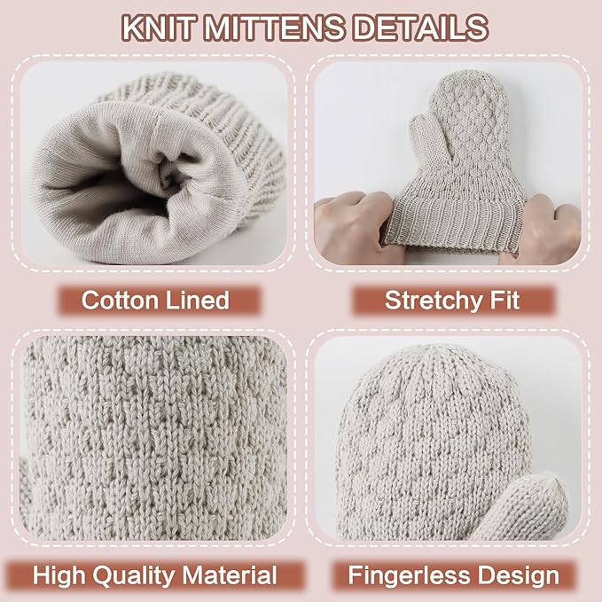 Baby Knit Mittens Toddler Boys Girls Gloves Winter Infant Newborn No Scratch Mitten 0-3 Years-BubblyBeeBaby