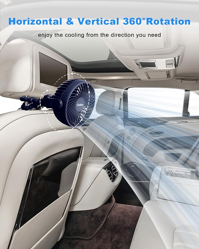 Stroller Fan Clip on for Baby, 4000mAh Rechargeable Battery Operated, Flexible Tripod, 3 Wind Speed, 360° Rotatable, Small Cooling Portable Fan for Car Seat Crib Golf Cart Treadmill, Navy Blue-BubblyBeeBaby