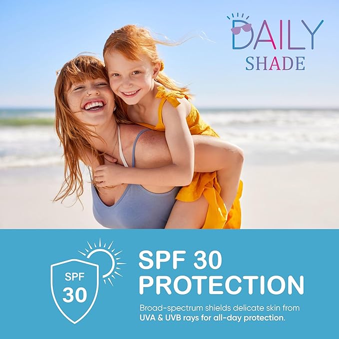Kid's Sunscreen Starter Kit – Tinted Mineral Sunscreen for Face & Body with SPF 30, Shade Brush, Travel Bag & UV Card – Non-Nano Zinc, Reef Safe, Water Resistant & Hypoallergenic Skin Care-BubblyBeeBaby