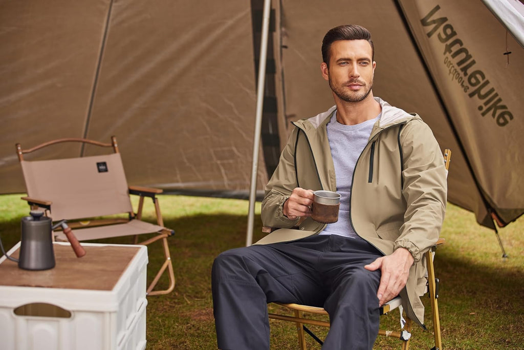 COOFANDY Men's Long Raincoat Ligtweight Rain Jacket Waterproof Outdoor Jackets with Hood