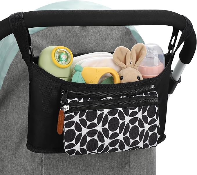 Accmor Universal Stroller Organizer with Detachable Phone Bag, Stroller Bag Caddy Organizer Stroller Accessories for Uppababy, Baby Jogger, Nuna, Doona, Britax Strollers-BubblyBeeBaby