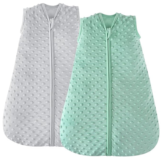 JELLYMONI Fleece Baby Sleep Sack 6-12 Months, 1.5 Tog Warm Winter Baby Wearable Blanket with Plush Dots and 2-Way Zipper, Cotton Toddler Sleep Sack-BubblyBeeBaby