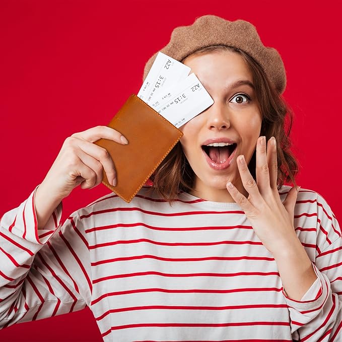 HIFA Leather Passport Holder, Handmade Passport Cover with Card and Ticket Slot - Genuine Leather, Elegant Design, Easy Access - Passport Case, Passport Wallet, Passport Holder-BubblyBeeBaby