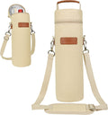 opux Wine Bag Single Bottle Carrier Tote, Insulated Wine Cooler Bag for Travel Picnic Beach with Shoulder Strap, Thermal One Bottle Holder Carrying Case Wine Gift for Women Men, Beige Cream