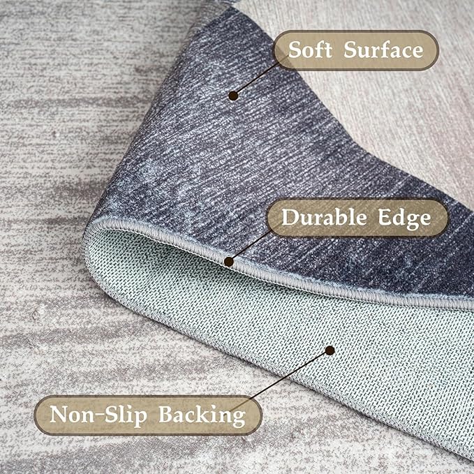 HOMFINE Washable Modern Area Rug - Geometry Style 6x9 Rugs for Living Room, Bedroom, Machine Washable Rug Soft Non Slip Non Shedding Area Rug - Green, 6'x9'-BubblyBeeBaby