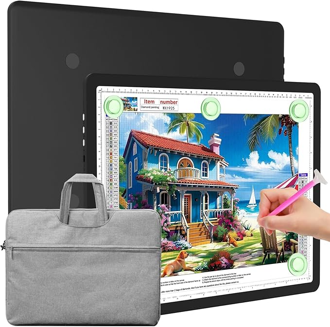 Elice Magnetic A3 Light Board with Bag for Diamond Painting, Tracing LED Light Box with Side Buttons, Super Bright Diamond Art Light Pad, Light Table for Drawing, Sketching, Weeding Vinyl - Black-BubblyBeeBaby