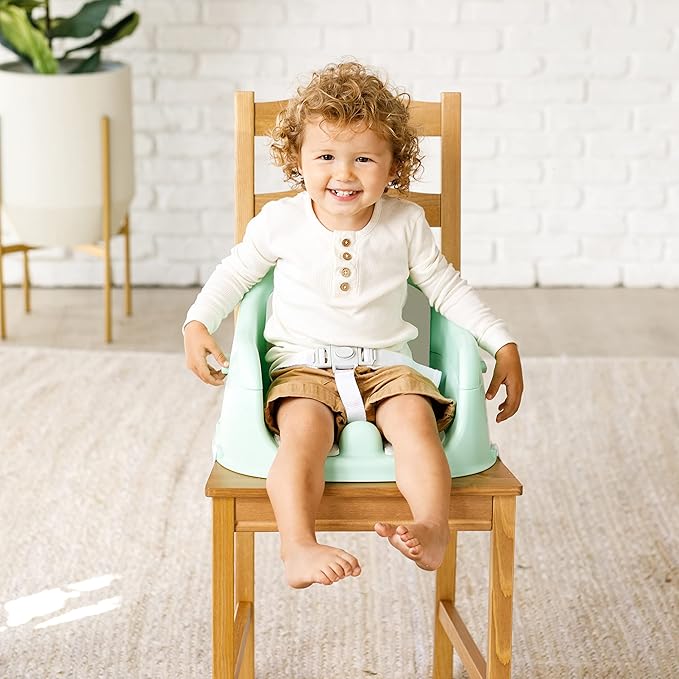 Infantino Music & Lights 3-in-1 Discovery Seat and Booster - Convertible Booster, Infant Activity Seat and Feeding Seat with Electronic Piano for Sensory Exploration, for Babies and Toddlers, Mint-BubblyBeeBaby