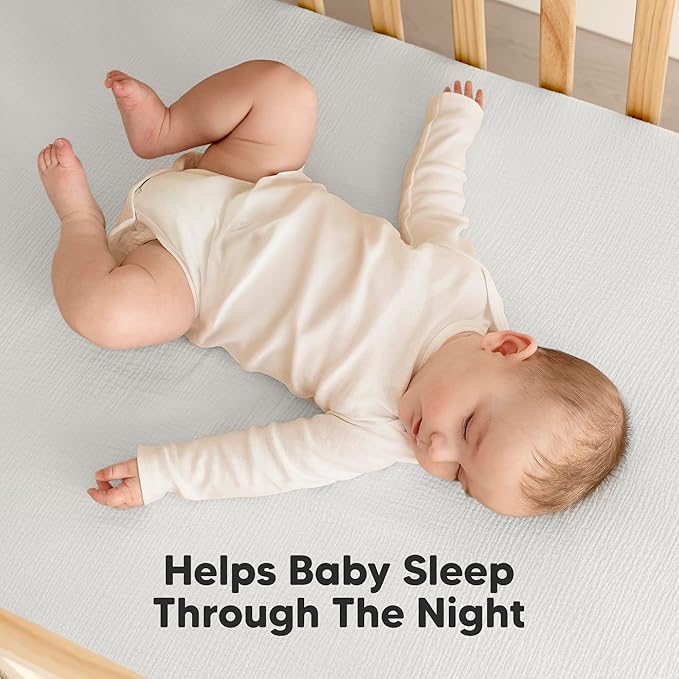 KeaBabies 2-Pack Muslin Crib Sheets for Boys, Girls - 100% Organic Cotton Fitted Baby Crib Mattress Sheet, Soft Breathable Standard Toddler Bed Cover Bedding Set, Neutral, Durable 52x28 (Greige)-BubblyBeeBaby