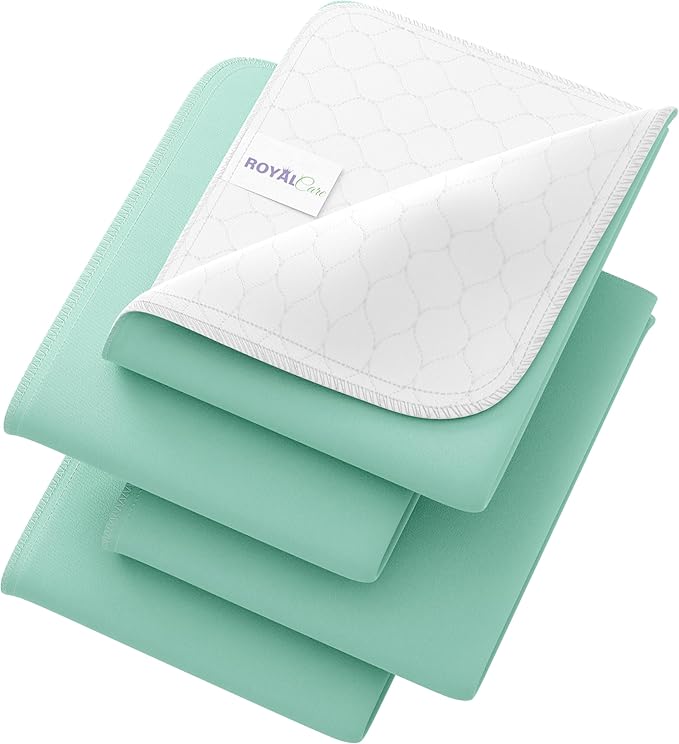 Incontinence Bed Pads - 4 Pack 34"x36" Reusable Waterproof Mattress Protectors - Highly Absorbent, Machine Washable - for Children, Pets and Seniors - Green - Royal Care-BubblyBeeBaby