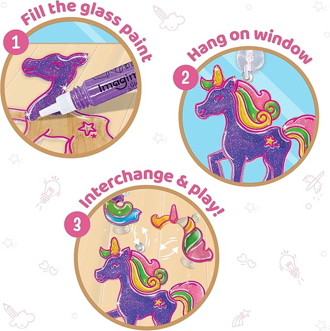 Imagimake Window Art Princess & Unicorn | Suncatcher Kit | Unicorn Toys for Girls Age 5-8 | Craft Kits for Ages 8-12 | Gifts for 5 Year Old Girls | Princess Toys-BubblyBeeBaby
