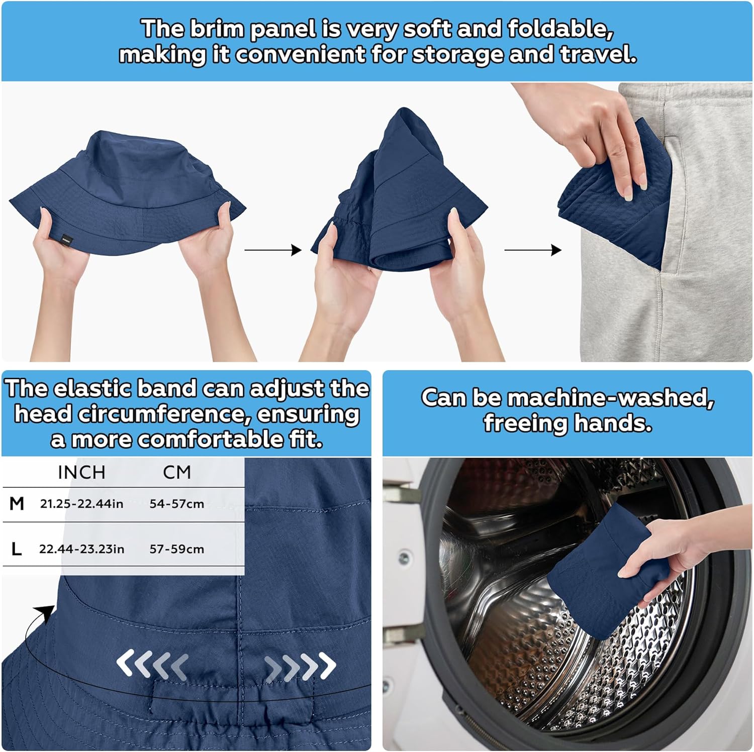 Sukeen Lightweight Bucket Hat for Women Quick-Dry Hiking Hat Packable Foldable UV Sun Hat for Outdoor Activities