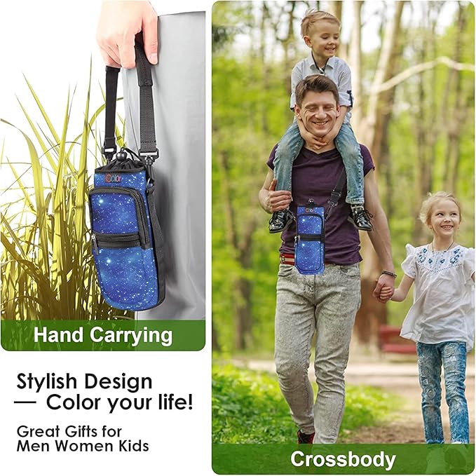 icolor Water Bottle Carrier Bag with Strap 25/32/40 oz Crossbody Bottle Holder with Phone Pocket Sling Sleeve Insulated Neoprene Water Bottle Pouch for Walking Travelling-BubblyBeeBaby