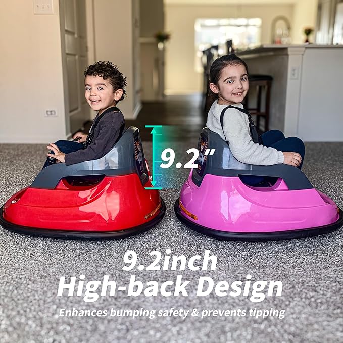 12V Kids Electric Bumper Car, Baby Bumper Car for Toddlers w/Remote Control, 360° Spinning - Red-BubblyBeeBaby