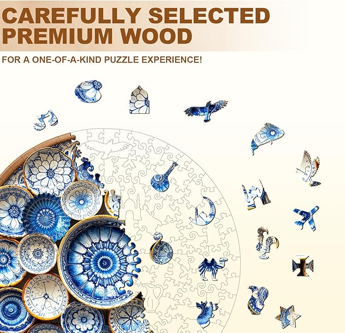 Jigfoxy Wooden Puzzles for Adults, Azulejo Dreams – Port Wood Puzzles Adult, Unique Animal Shape Wooden Jigsaw Puzzles for Adults, Birthday Gifts for Puzzle Lovers, Friend (S-8.5 * 8.4in-100pcs)-BubblyBeeBaby