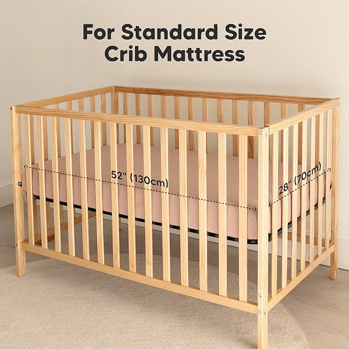 KeaBabies 2-Pack Muslin Crib Sheets for Boys, Girls - 100% Organic Cotton Fitted Baby Crib Mattress Sheet, Soft Breathable Standard Toddler Bed Cover Bedding Set, Neutral, Durable 52x28 (Russet)-BubblyBeeBaby