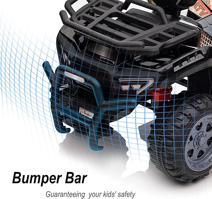 Kids ATV 4 Wheeler, 6V Ride-On Toy for Toddlers 1-3 Boys & Girls with Music, Forward & Reverse - Black-BubblyBeeBaby
