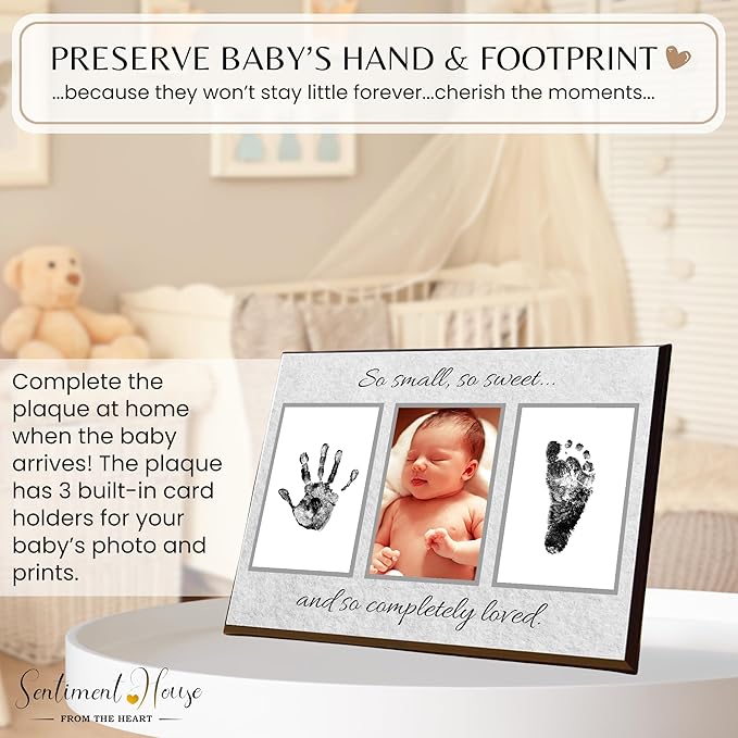 Inkless Hand and Footprint Kit, Baby Keepsake Plaque & Baby Shower Gifts - Ideal as Mom To Be Gift, Nursery Picture Frames, Clean Touch Hand and Footprint Kit (Style 2 - Design 3)-BubblyBeeBaby