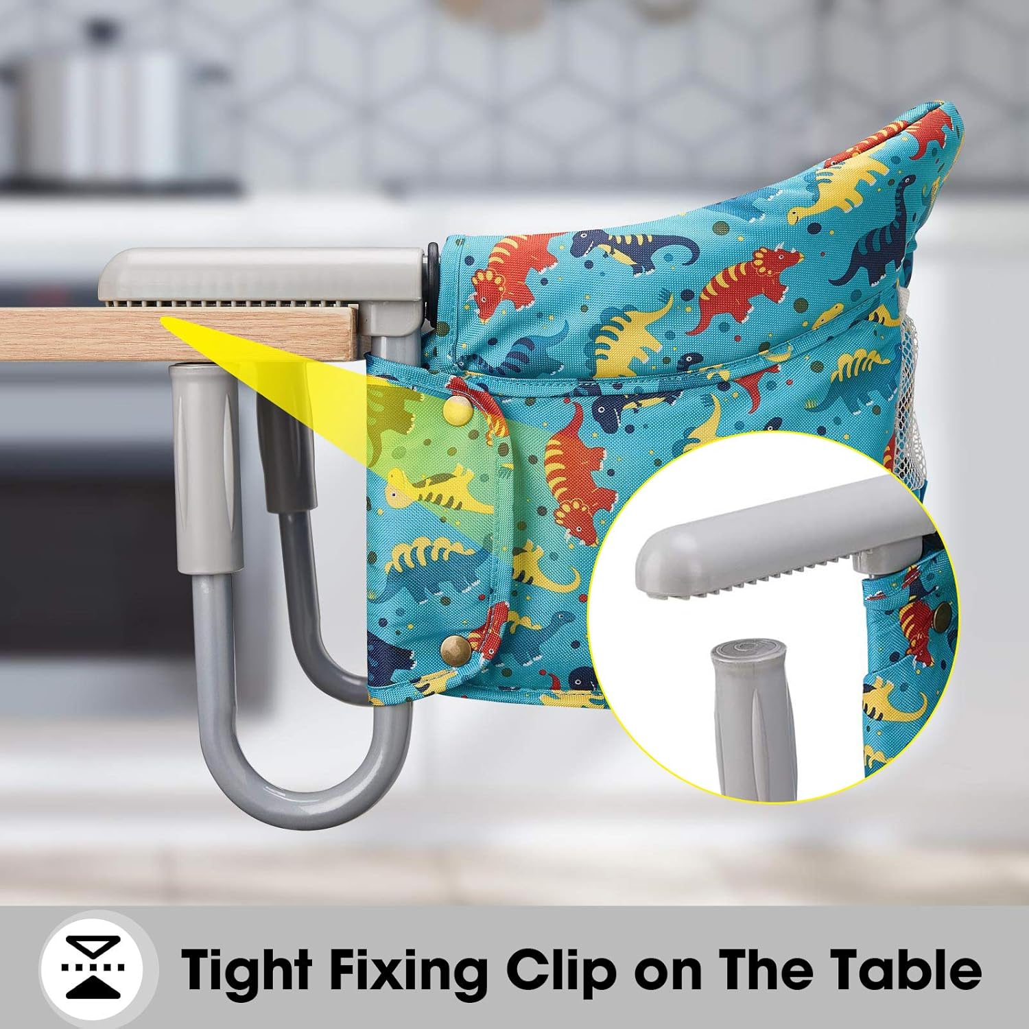 Hook On Chair, VEEYOO Clip On High Chair Folding Fast Table Chair with Storage Bag, Portable Baby Feeding Seat Attach to Table for Home and Travel