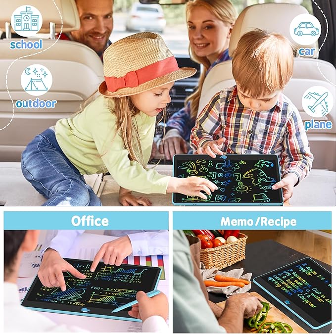 Hockvill LCD Writing Tablet for Kids 16 Inch, Toys for Girls Boys Drawing Pad for 3 4 5 6 7 8 Year Old Kid, Toddler Magnetic Doodle Board Travel Essentials Christmas Birthday for Children (Blue)-BubblyBeeBaby